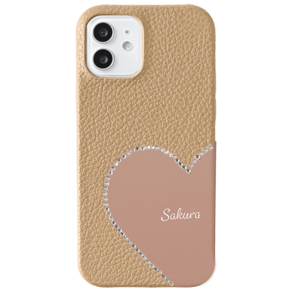 Genuine Leather 32 Colors Italian Shrink Leather Motif Cut Leather Printed Name Stone Decoration Back Case AQUOS Series