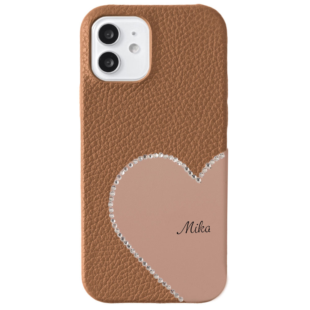 Genuine Leather 32 Colors Italian Shrink Leather Motif Cut Leather Printed Name Stone Decoration Back Case AQUOS Series
