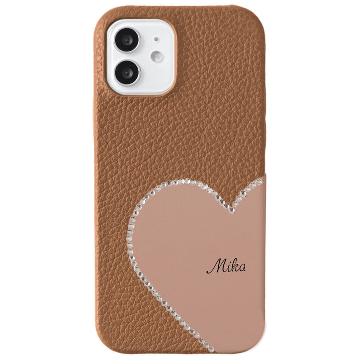 Genuine Leather 32 Colors Italian Shrink Leather Motif Cut Leather Printed Name Stone Decoration Back Case AQUOS Series