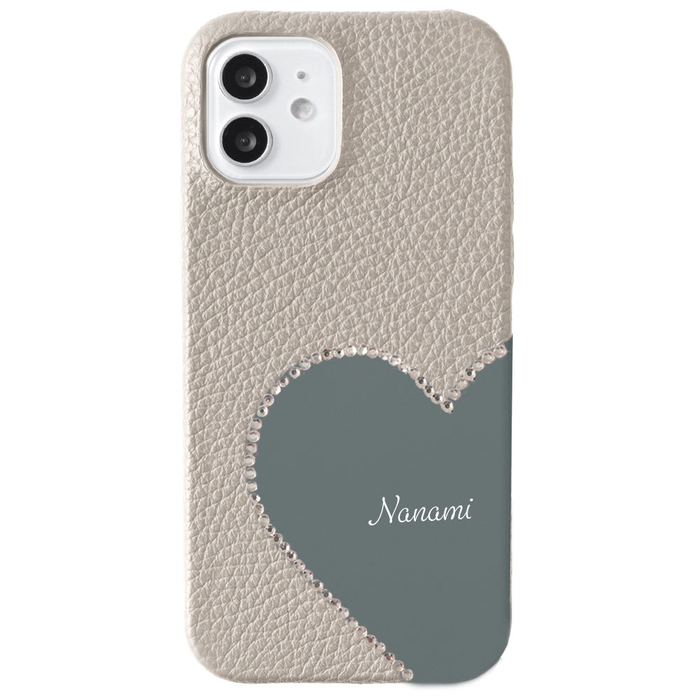 Genuine Leather 32 Colors Italian Shrink Leather Motif Cut Leather Printed Name Stone Decoration Back Case AQUOS Series