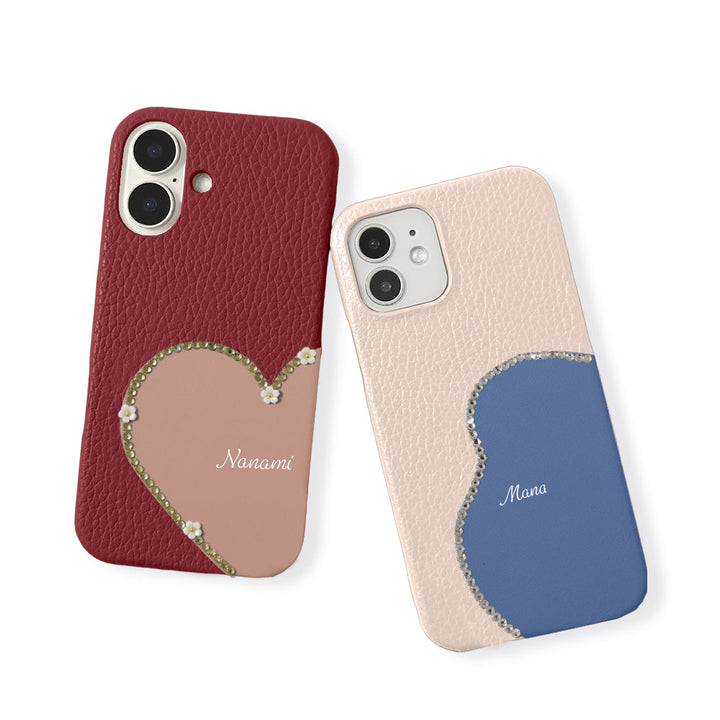 Genuine Leather 32 Colors Italian Shrink Leather Motif Cut Leather Printed Name Stone Decoration Back Case Xperia Series