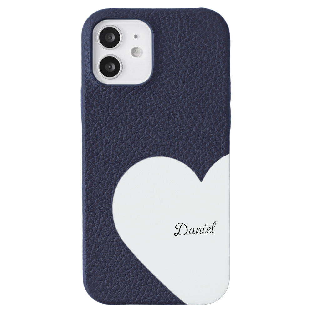 Cuir véritable 32 couleurs cuir italien grainé cuir découpé motif nom imprimé coque arrière série iPhone