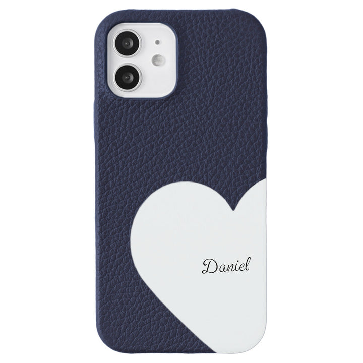 Cuir véritable 32 couleurs cuir italien grainé cuir découpé motif nom imprimé coque arrière série iPhone