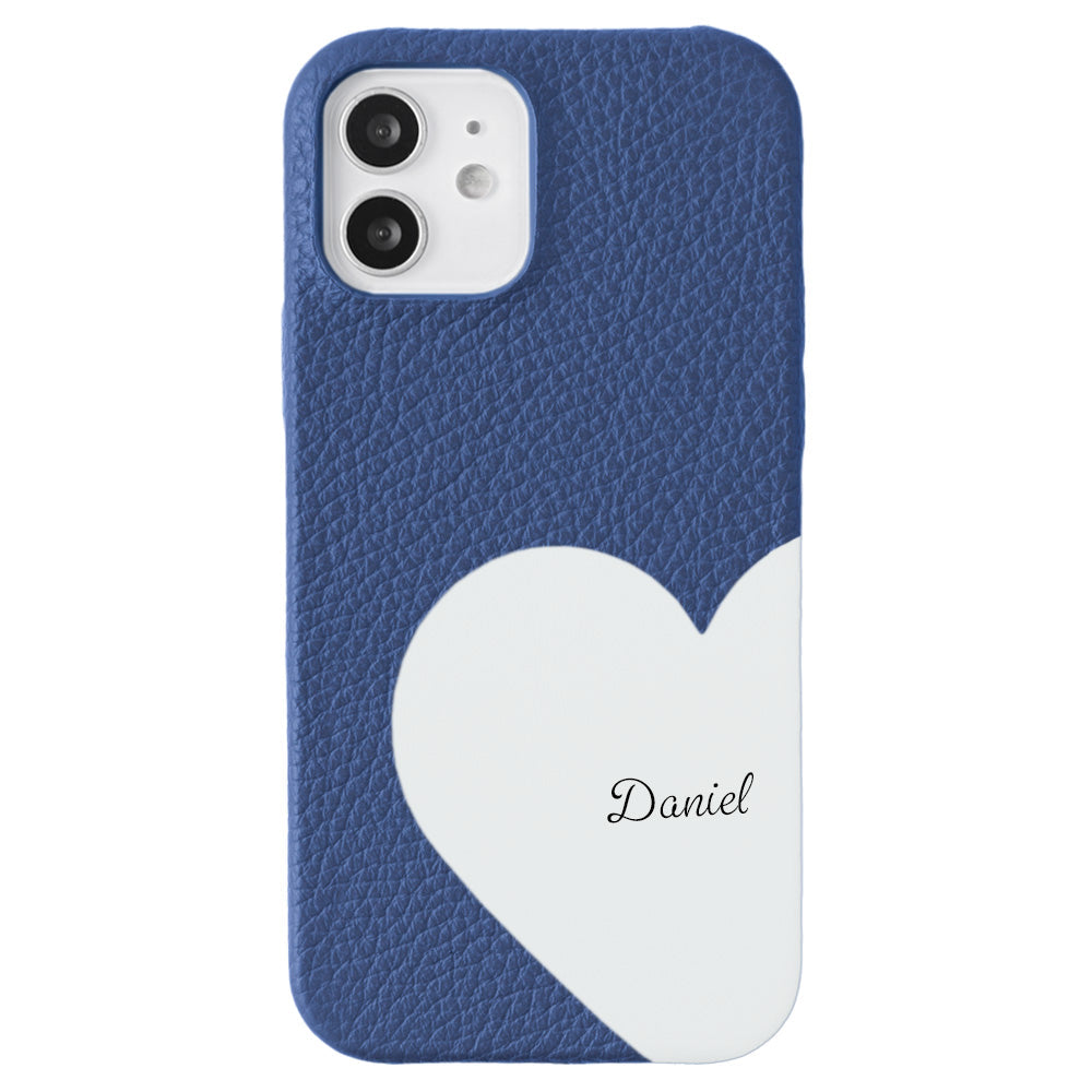 Cuir véritable 32 couleurs cuir italien grainé cuir découpé motif nom imprimé coque arrière série iPhone