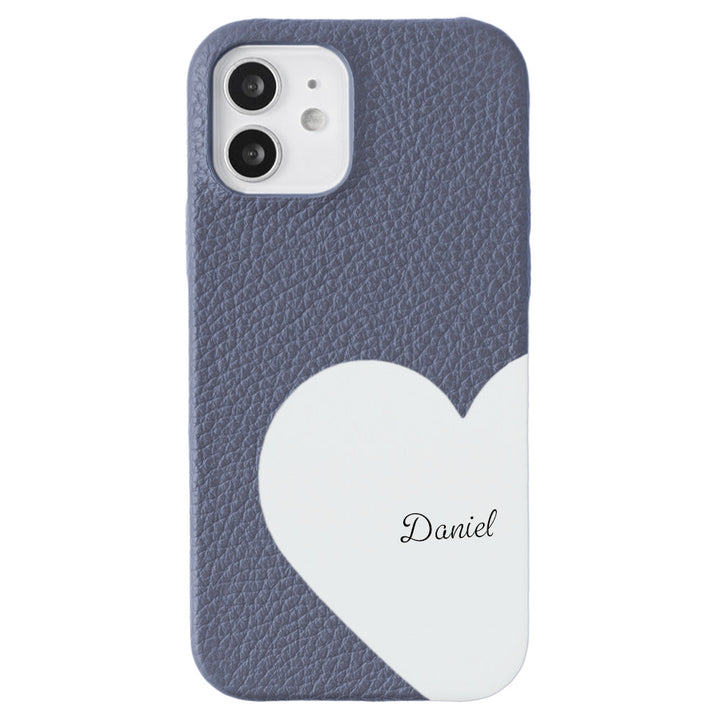 Cuir véritable 32 couleurs cuir italien grainé cuir découpé motif nom imprimé coque arrière série iPhone