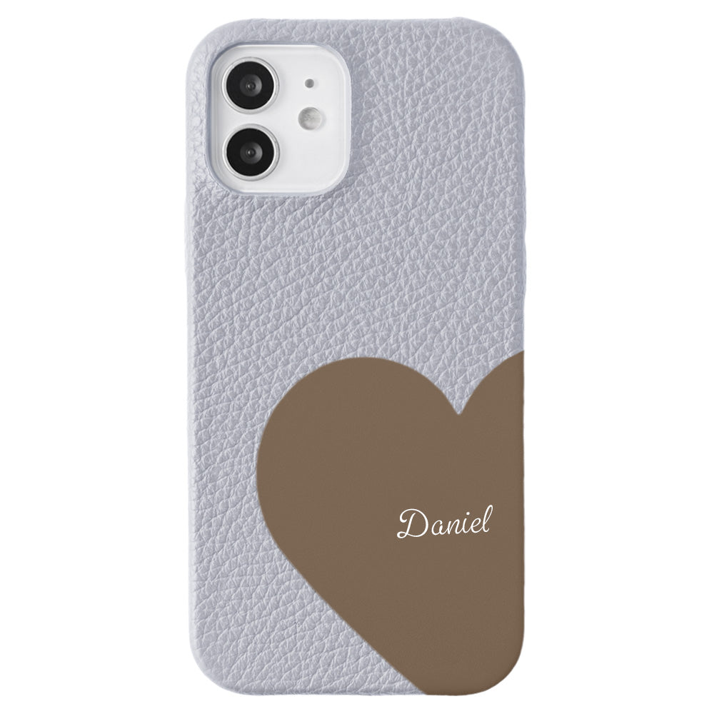 Cuir véritable 32 couleurs cuir italien grainé cuir découpé motif nom imprimé coque arrière série iPhone