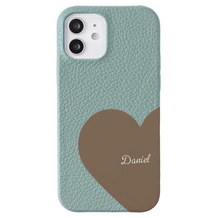 Cuir véritable 32 couleurs cuir italien grainé cuir découpé motif nom imprimé coque arrière série iPhone