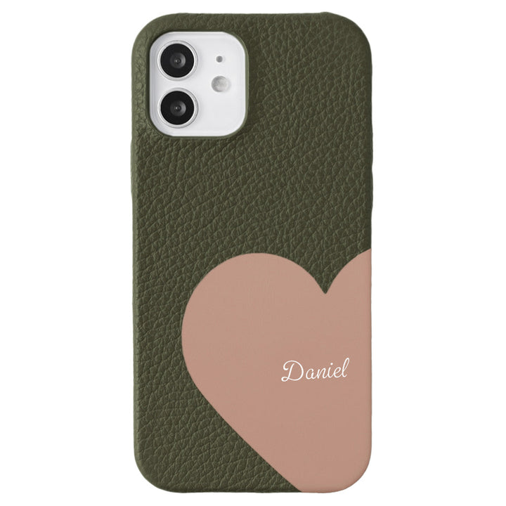 Cuir véritable 32 couleurs cuir italien grainé cuir découpé motif nom imprimé coque arrière série iPhone