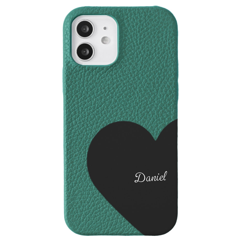 本革 32色 イタリアンシュリンクレザー モチーフカットレザー プリントネーム 背面ケース