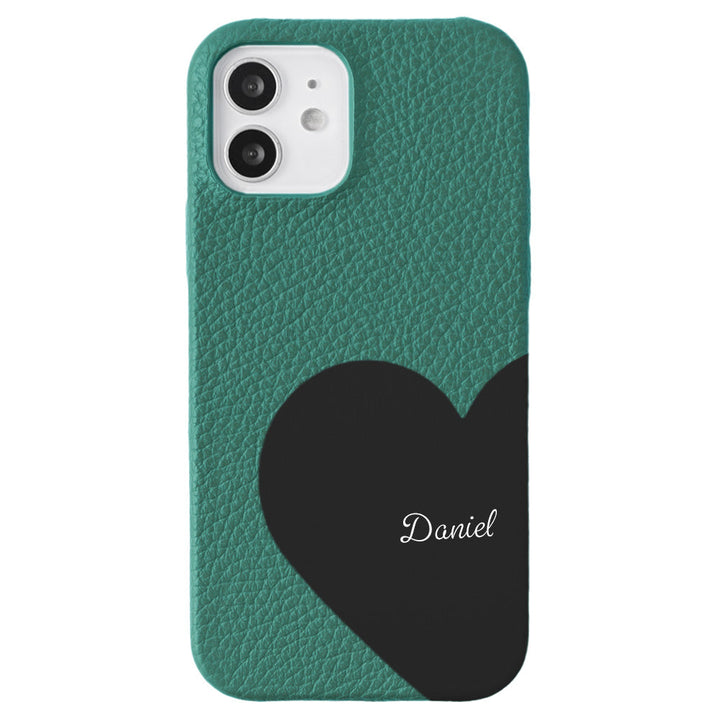 Cuir véritable 32 couleurs cuir italien grainé cuir découpé motif nom imprimé coque arrière série iPhone