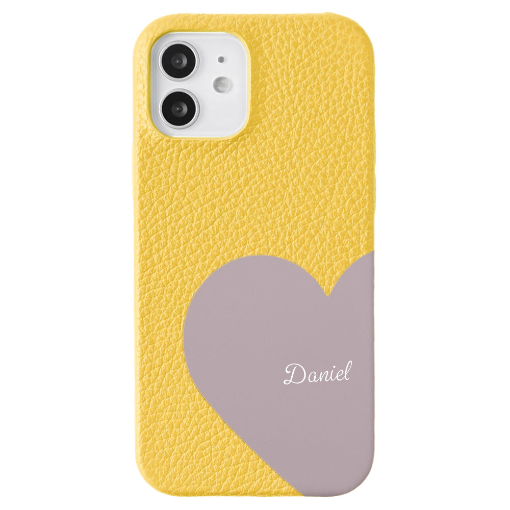 Cuir véritable 32 couleurs cuir italien grainé cuir découpé motif nom imprimé coque arrière série iPhone