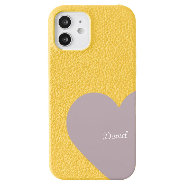 Cuir véritable 32 couleurs cuir italien grainé cuir découpé motif nom imprimé coque arrière série iPhone