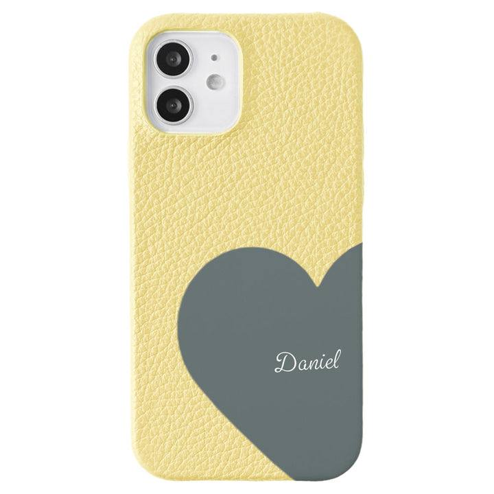 Cuir véritable 32 couleurs cuir italien grainé cuir découpé motif nom imprimé coque arrière série iPhone