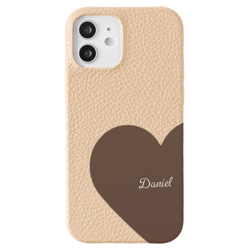 本革 32色 イタリアンシュリンクレザー モチーフカットレザー プリントネーム 背面ケース AQUOSシリーズ