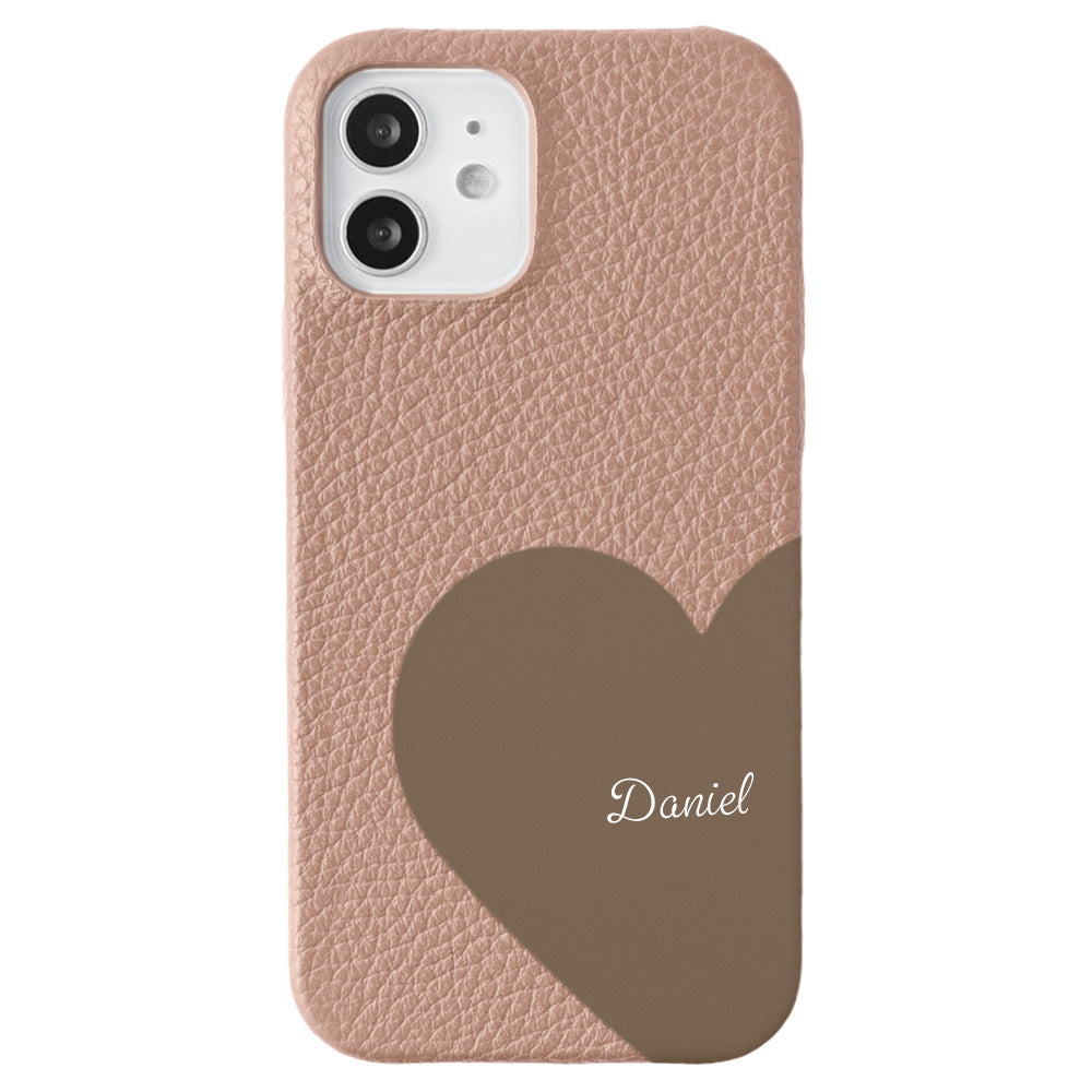 Cuir véritable 32 couleurs cuir italien grainé cuir découpé motif nom imprimé coque arrière série iPhone