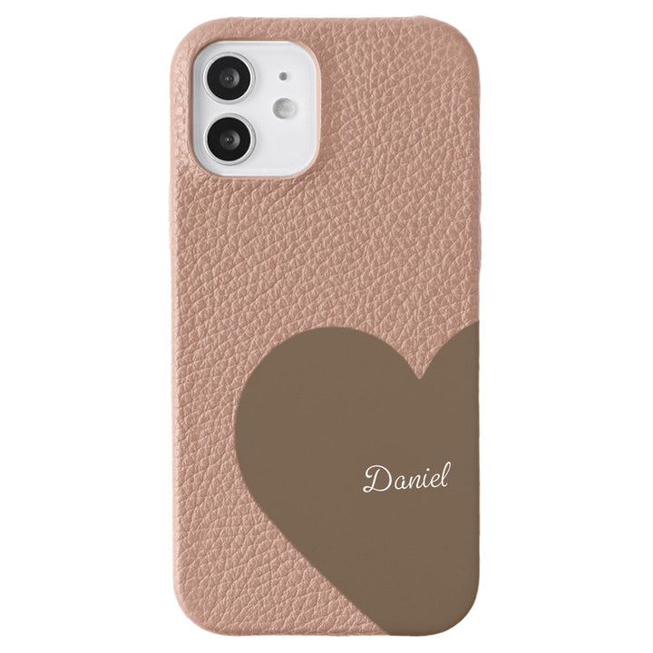 Cuir véritable 32 couleurs cuir italien grainé cuir découpé motif nom imprimé coque arrière série iPhone