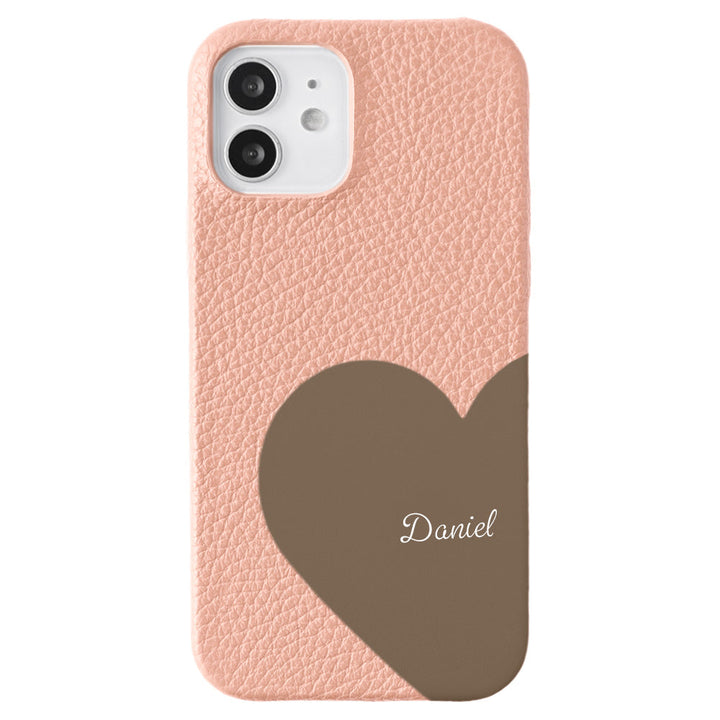 Cuir véritable 32 couleurs cuir italien grainé cuir découpé motif nom imprimé coque arrière série iPhone