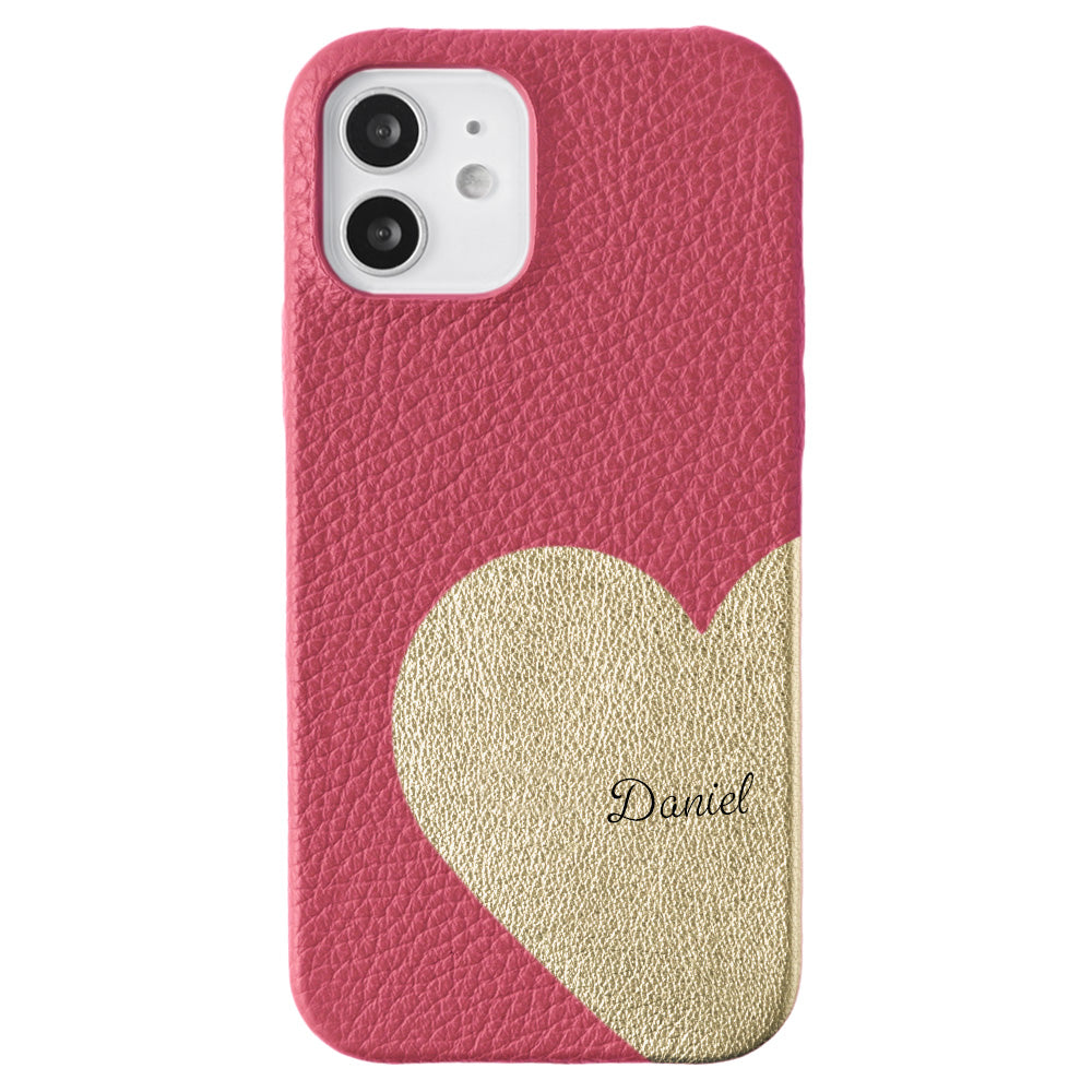 Cuir véritable 32 couleurs cuir italien grainé cuir découpé motif nom imprimé coque arrière série iPhone