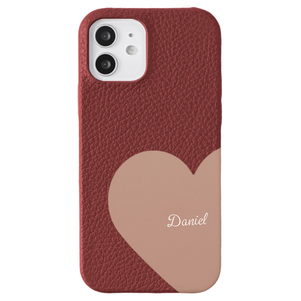 Cuir véritable 32 couleurs cuir italien grainé cuir découpé motif nom imprimé coque arrière série iPhone