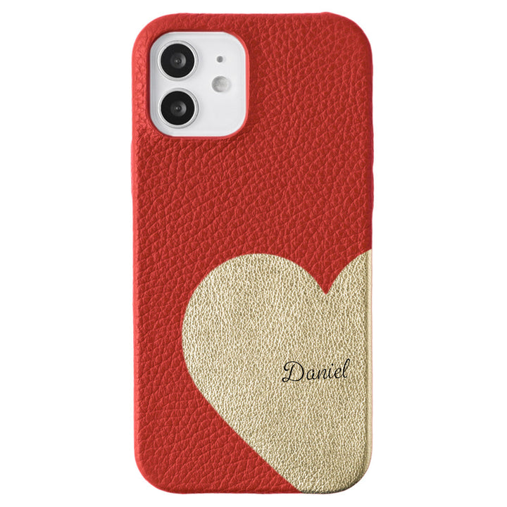 Cuir véritable 32 couleurs cuir italien grainé cuir découpé motif nom imprimé coque arrière série iPhone