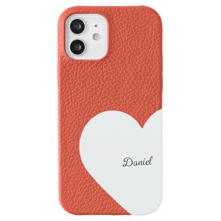 Cuir véritable 32 couleurs cuir italien grainé cuir découpé motif nom imprimé coque arrière série iPhone