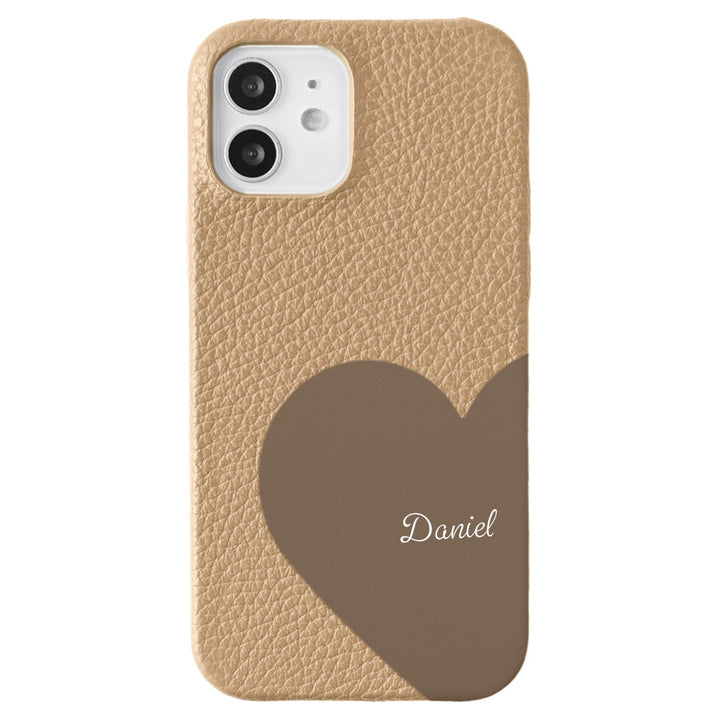 Cuir véritable 32 couleurs cuir italien grainé cuir découpé motif nom imprimé coque arrière série iPhone