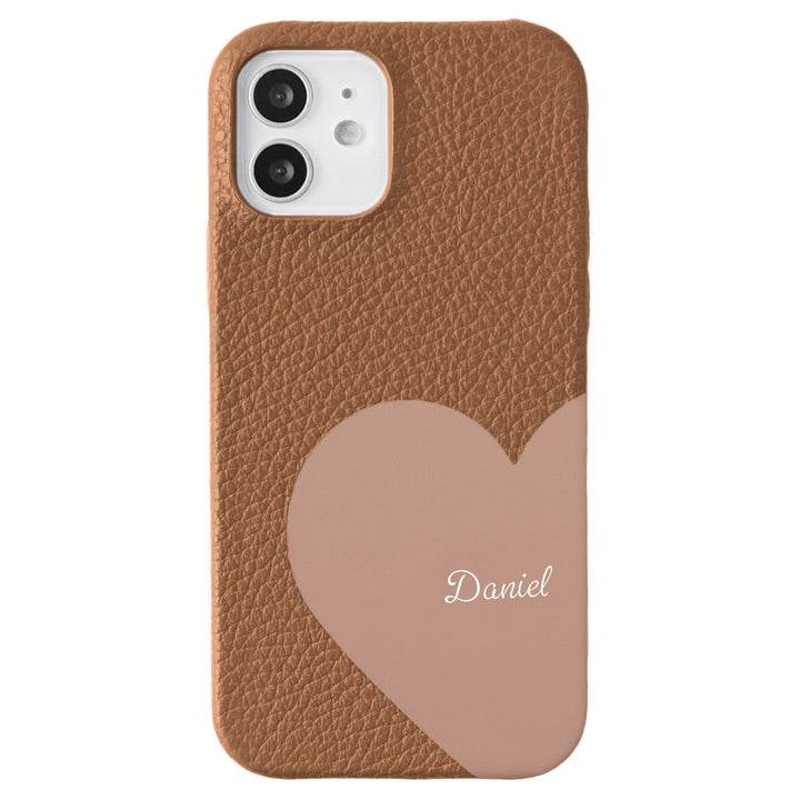 Cuir véritable 32 couleurs cuir italien grainé cuir découpé motif nom imprimé coque arrière série iPhone