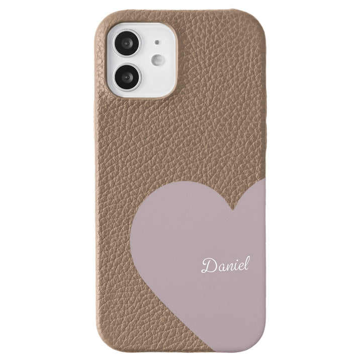 Cuir véritable 32 couleurs cuir italien grainé cuir découpé motif nom imprimé coque arrière série iPhone