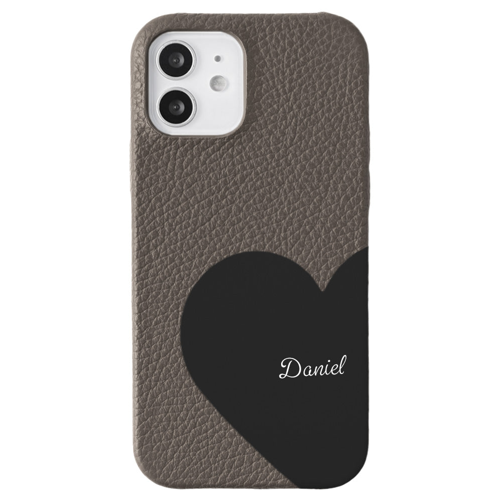 Cuir véritable 32 couleurs cuir italien grainé cuir découpé motif nom imprimé coque arrière série iPhone