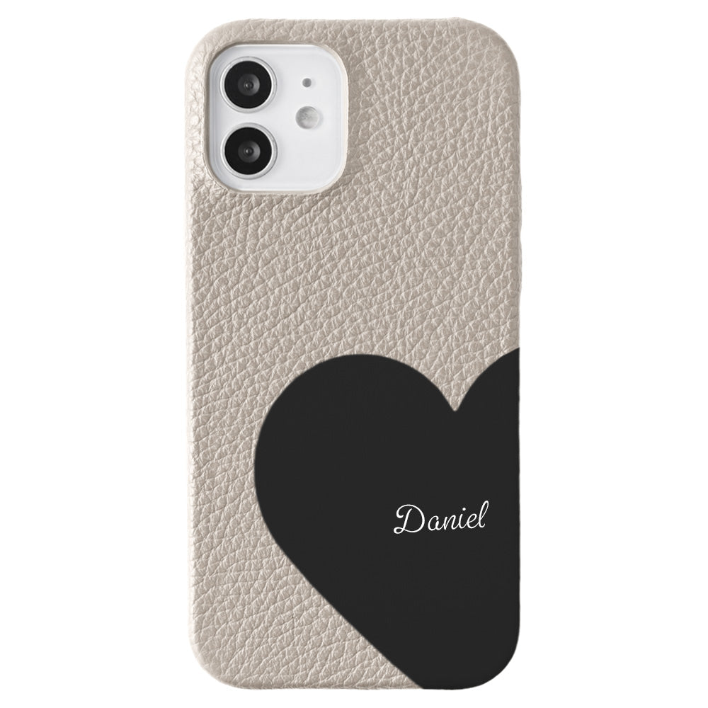 Cuir véritable 32 couleurs cuir italien grainé cuir découpé motif nom imprimé coque arrière série iPhone