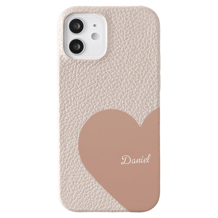 Cuir véritable 32 couleurs cuir italien grainé cuir découpé motif nom imprimé coque arrière série iPhone