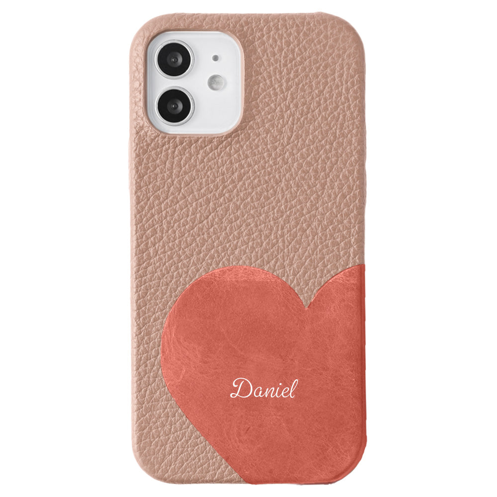 本革 32色 イタリアンシュリンクレザー モストロモチーフカットレザー プリントネーム 背面ケース