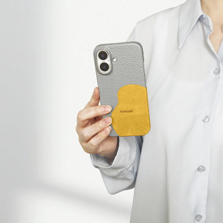 Genuine leather 32 colors Italian shrink leather Mostro motif cut leather Printed name Back case AQUOS series