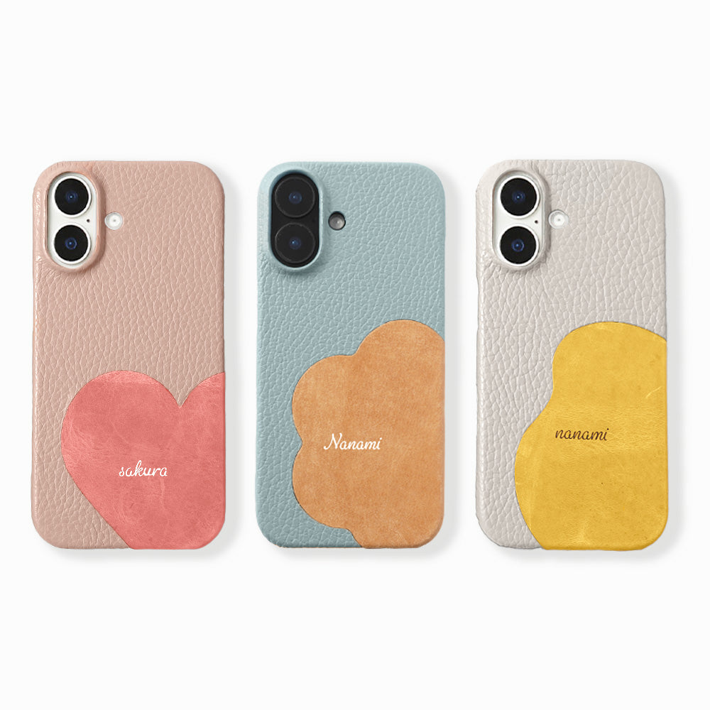 Genuine leather 32 colors Italian shrink leather Mostro motif cut leather Printed name Back case AQUOS series