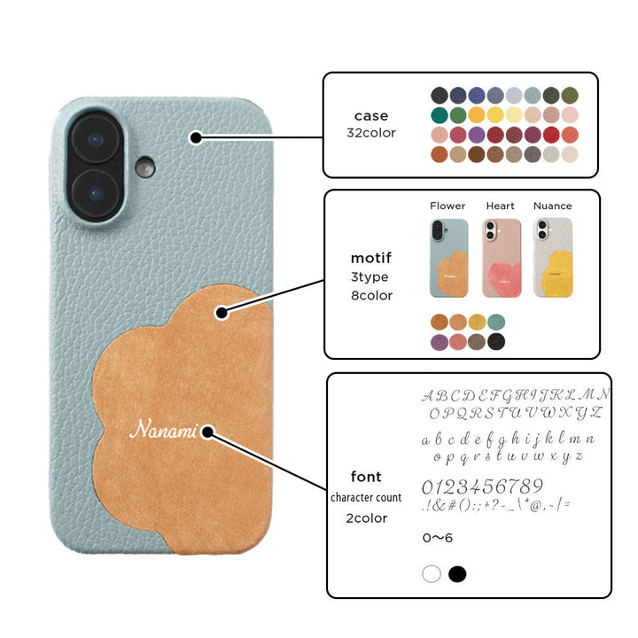 Genuine leather 32 colors Italian shrink leather Mostro motif cut leather Printed name Back case Google Pixel series