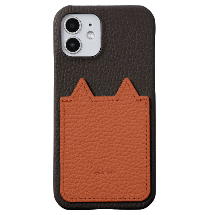Genuine Leather 32 Colors Italian Shrink Leather Cat-Shaped Pocket Back Case iPhone Series