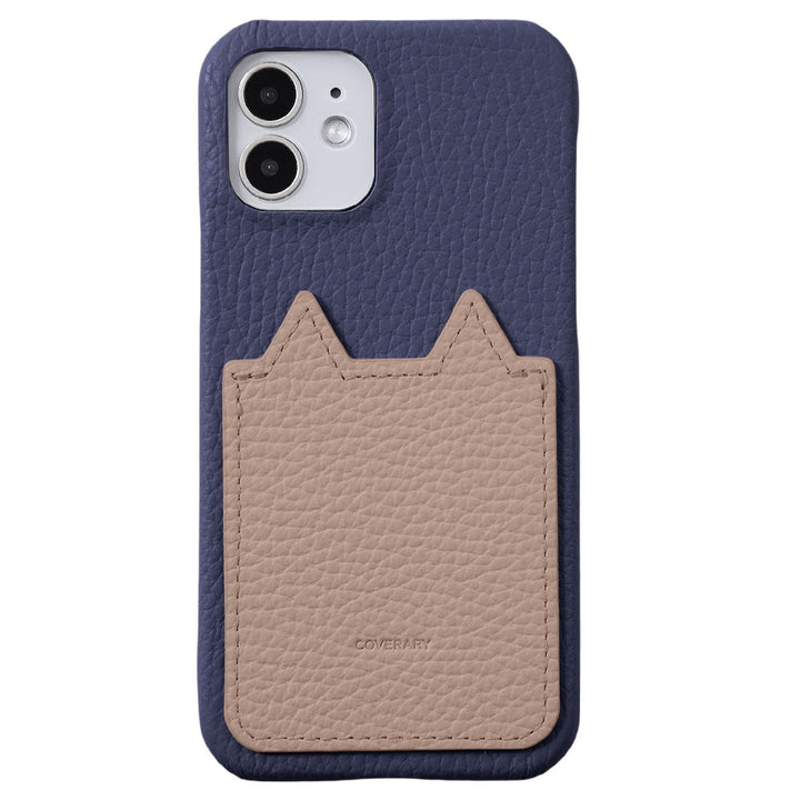 Genuine Leather 32 Colors Italian Shrink Leather Cat-Shaped Pocket Back Case iPhone Series