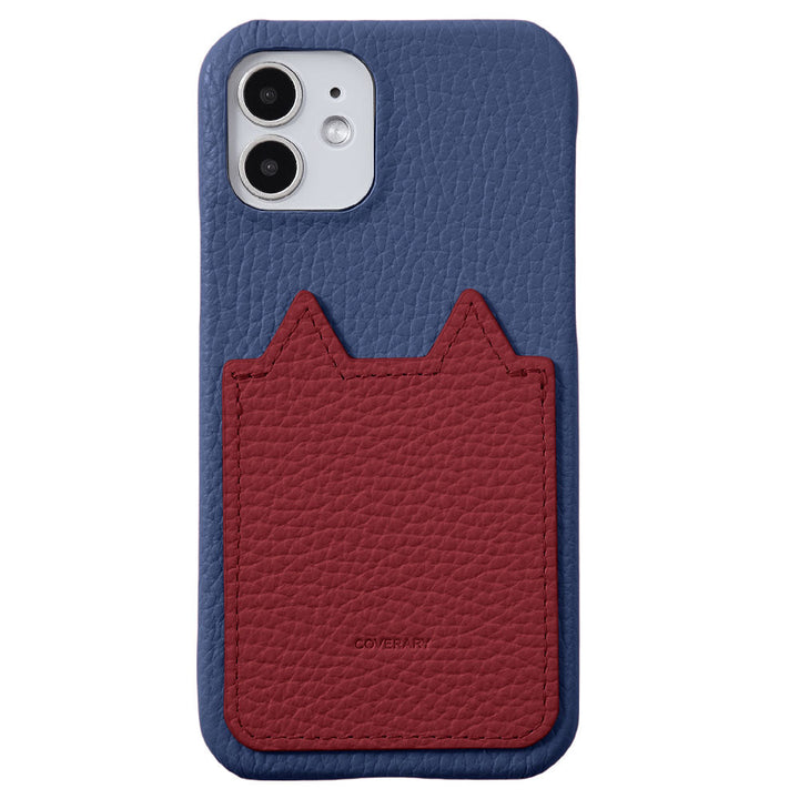 Genuine Leather 32 Colors Italian Shrink Leather Cat-Shaped Pocket Back Case iPhone Series
