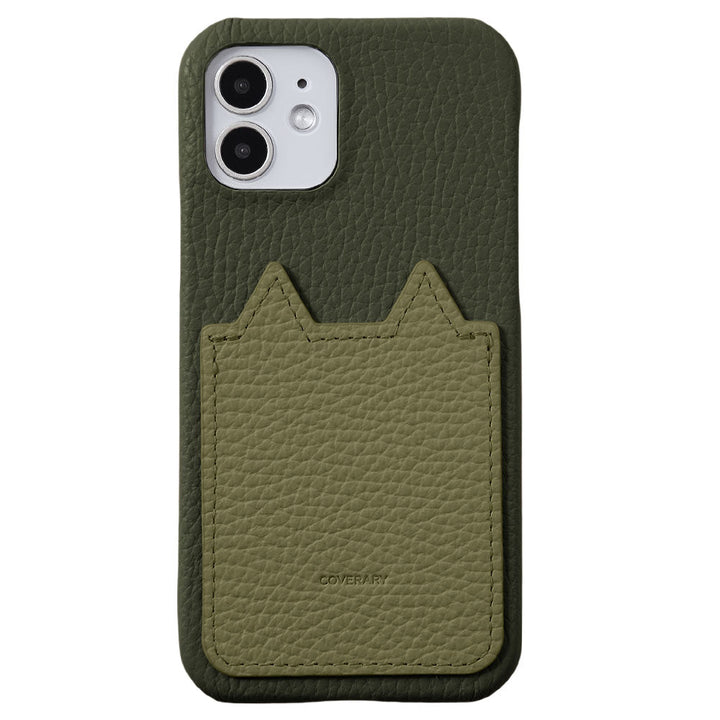 Genuine Leather 32 Colors Italian Shrink Leather Cat-Shaped Pocket Back Case iPhone Series