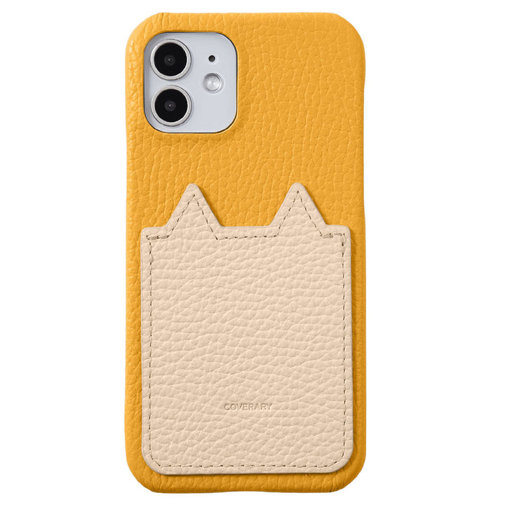 Genuine Leather 32 Colors Italian Shrink Leather Cat-Shaped Pocket Back Case iPhone Series