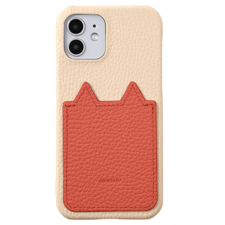 Genuine Leather 32 Colors Italian Shrink Leather Cat-Shaped Pocket Back Case iPhone Series
