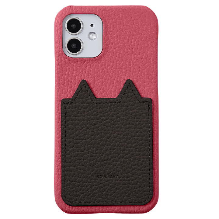 Genuine Leather 32 Colors Italian Shrink Leather Cat-Shaped Pocket Back Case iPhone Series