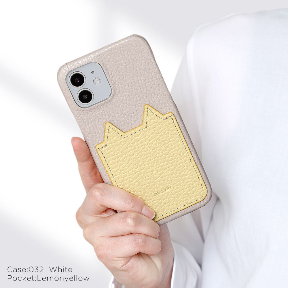 Genuine Leather 32 Colors Italian Shrink Leather Cat-Shaped Pocket Back Case iPhone Series