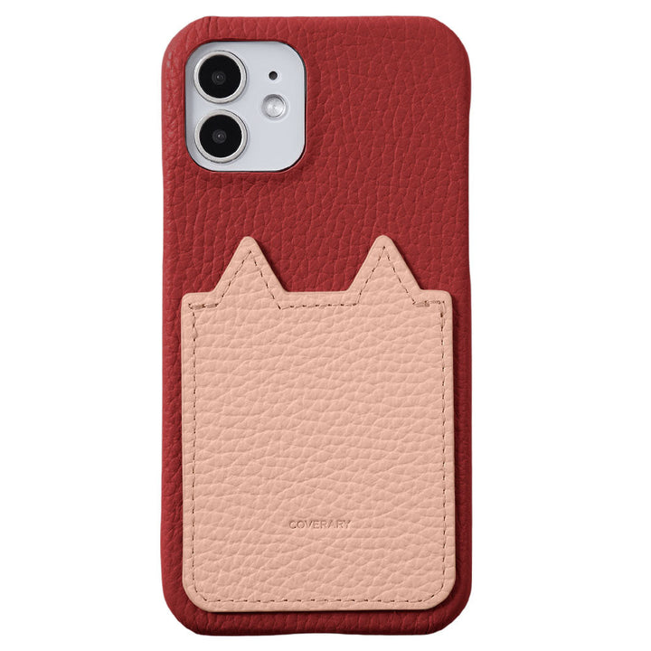 Genuine Leather 32 Colors Italian Shrink Leather Cat-Shaped Pocket Back Case iPhone Series