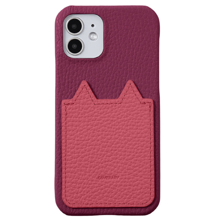 Genuine Leather 32 Colors Italian Shrink Leather Cat-Shaped Pocket Back Case AQUOS Series