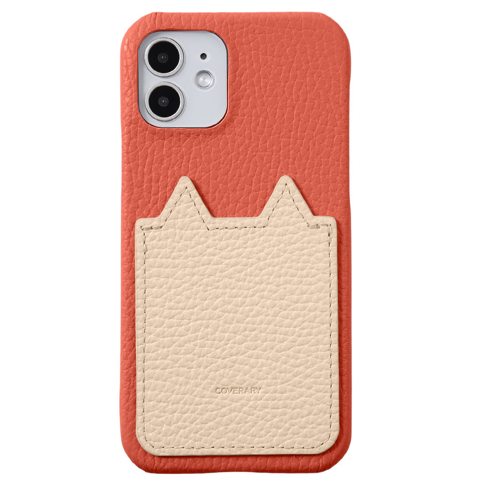 Genuine Leather 32 Colors Italian Shrink Leather Cat-Shaped Pocket Back Case iPhone Series