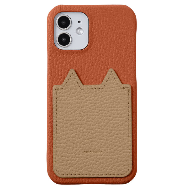 Genuine Leather 32 Colors Italian Shrink Leather Cat-Shaped Pocket Back Case iPhone Series