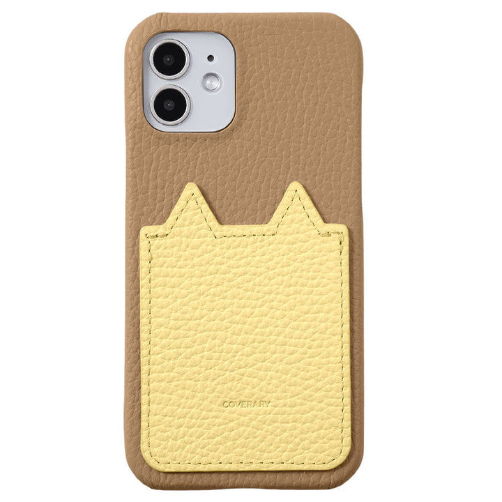 Genuine Leather 32 Colors Italian Shrink Leather Cat-Shaped Pocket Back Case iPhone Series
