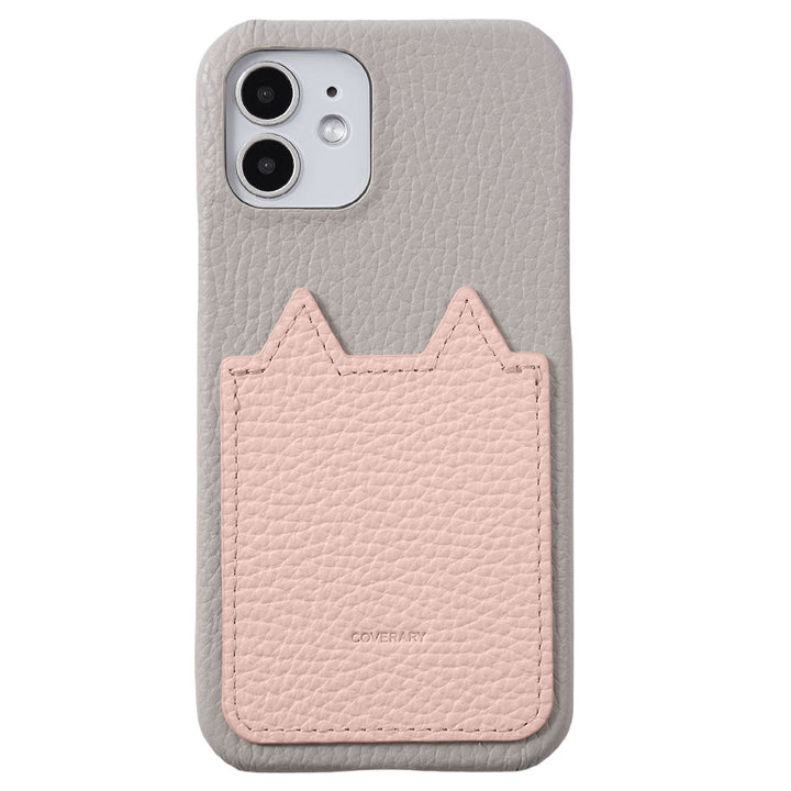 Genuine Leather 32 Colors Italian Shrink Leather Cat-Shaped Pocket Back Case iPhone Series