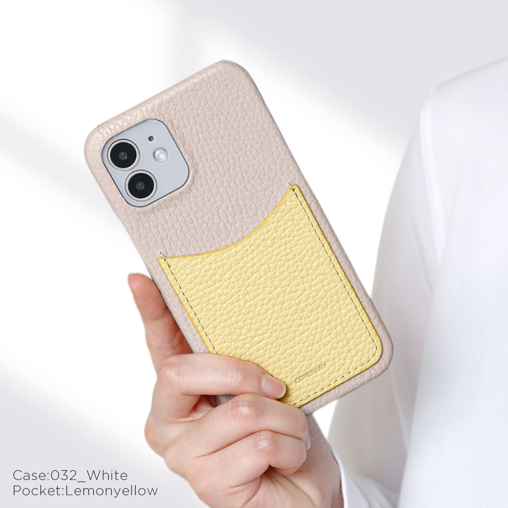 Cuir véritable 32 couleurs Cuir italien grainé avec poche souriante Coque arrière